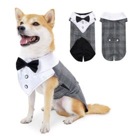 Holiday Wedding Party Dog Clothes (Option: Gray Plaid-S)