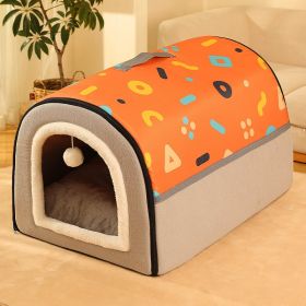 Warm Enclosed Removable And Washable Corgi And Shiba Inu House (Option: Orange-XS)